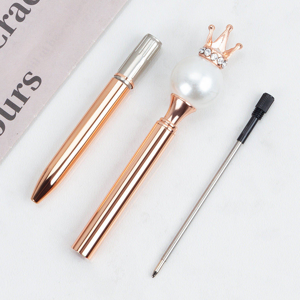 Wholesale Pearl Queen Crown Round Metal Ball Pen
